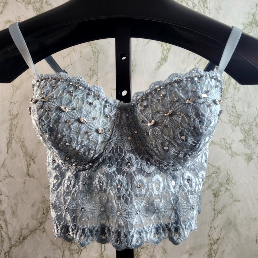 WINDSOR Stunning Lace and Rhinestone Bustier